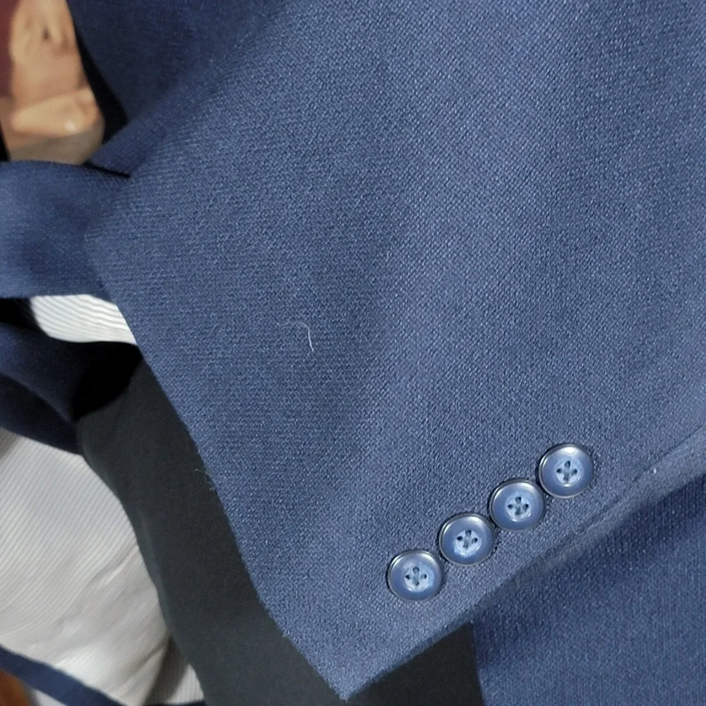 Stafford Essentials Men's Sport Coat Blazer Two Button Navy Blue‎ Poly Blend 46L